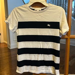 Burberry Boys 10 navy and white striped T-shirt